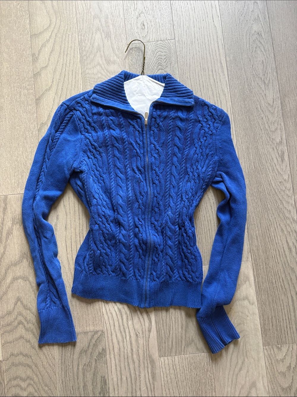 Nautica Royal Blue Cable-Knit Zip Cardigan